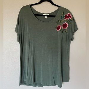 Embroidered Green Top
